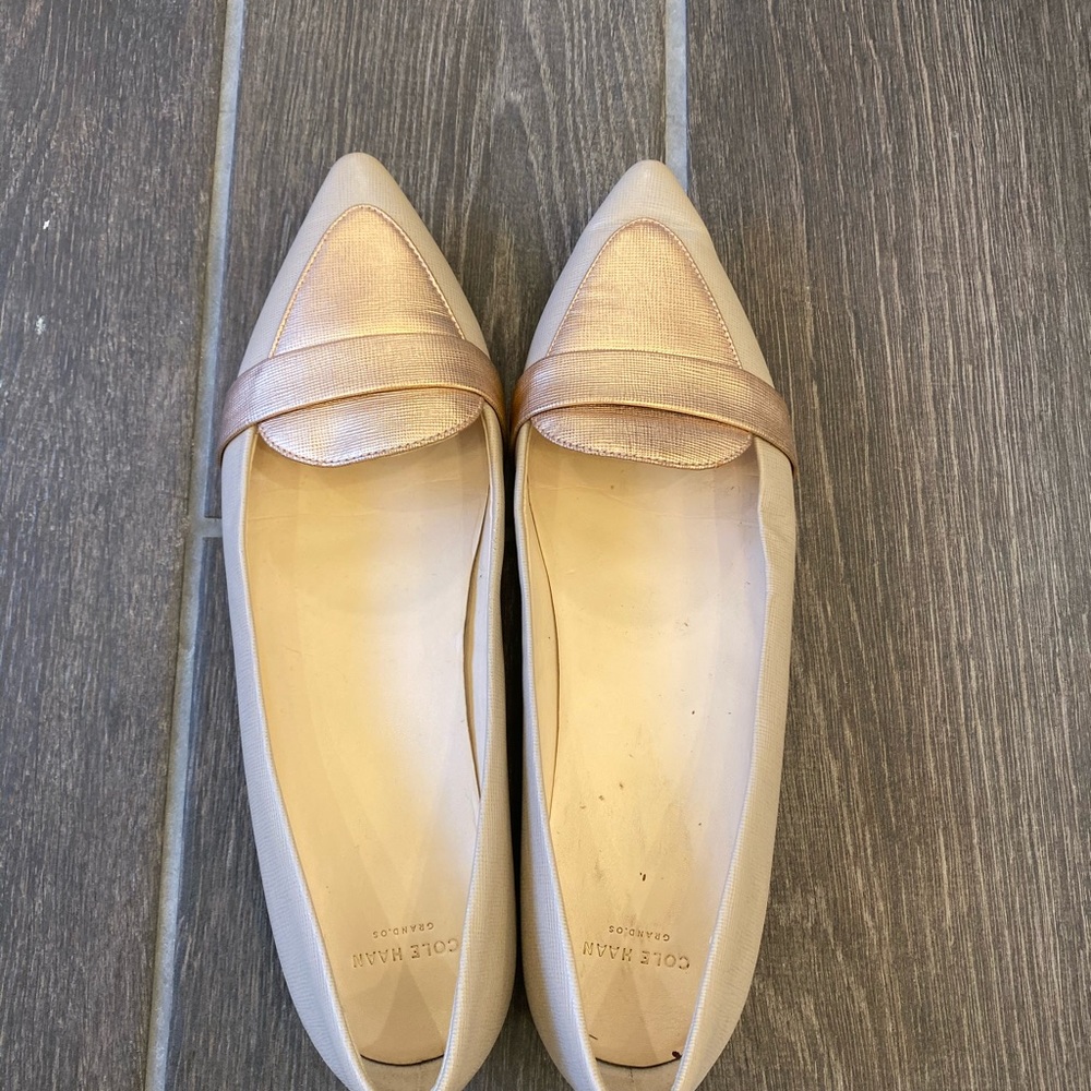 Rose gold and tan Cole Haan dress flats size 8